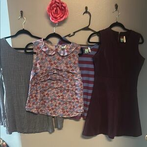 Matilda Jane Gray Ruched Sleeveless Blouse